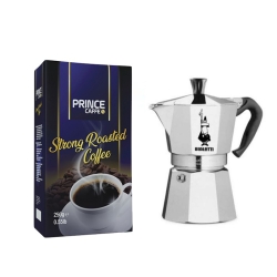 Prince - Bialetti Moka Pot 2 Cups+Prince Strong Filtre Kahve 250 Gr