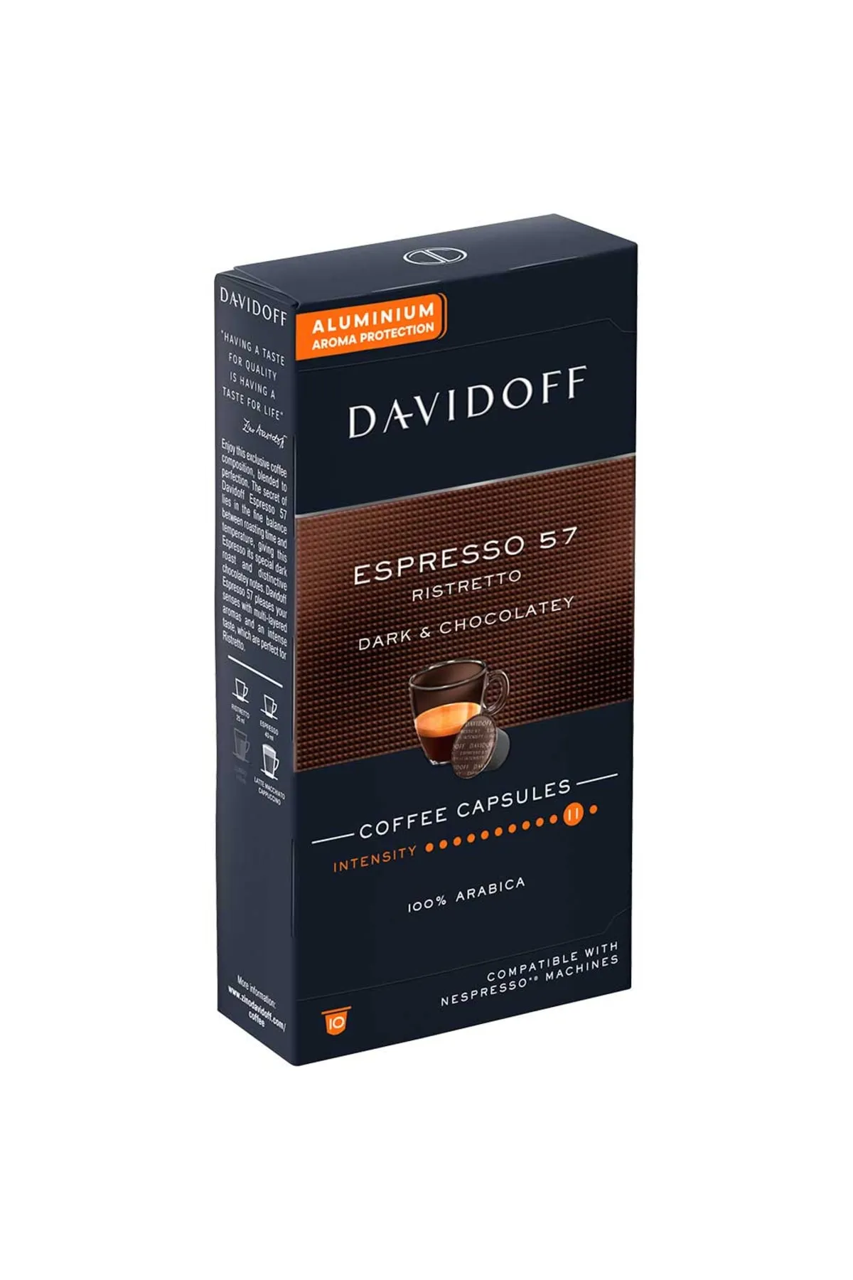 Davidoff Espresso 57 Ristretto Dark Chocolatey Aluminium Kapsül Kahve 10'lu - Thumbnail