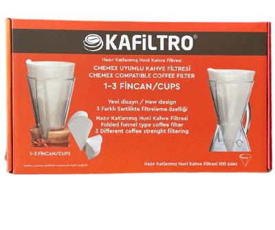 Kafiltro Chemex Uyumlu Kahve Filtresi 1-3 Fincan Cups (Hazır katlanmış)