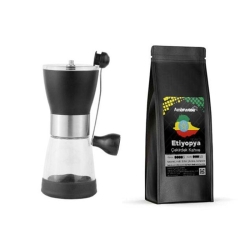 Kahveciniz - Kahveciniz Kahve Değirmeni Slim+250 Gr Ambruvase Sidamo Çekirdek Kahve Paketi