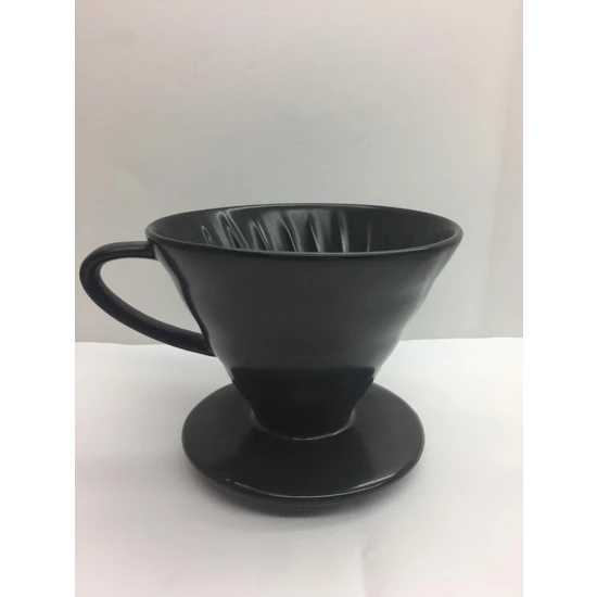 Kütahya Porselen V60 Üçüncü Nesil Damlama Filtre Kahve Fincanı Siyah - Thumbnail