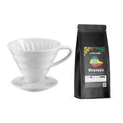Kütahya Porselen - Kütahya Porselen V60 02 Seramik Dripper+250 Gr Etiyopya Sidamo Çekirdek Kahve