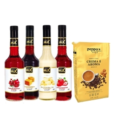 Unicomix - Unicomix Nar-Karamel-Beyaz Çikolata-Çilek + Peppo's Crema E Aroma Filtre Kahve 250 Gr