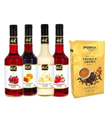 Unicomix Nar-Karamel-Beyaz Çikolata-Çilek + Peppo's Crema E Aroma Filtre Kahve 250 Gr